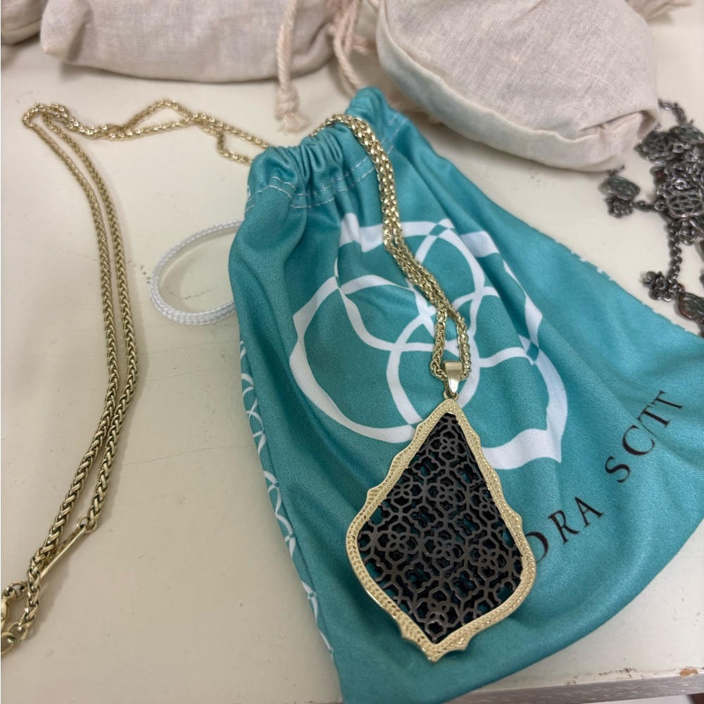 Kendra Scott Gold and gunmetal Aiden Pendant Necklace
